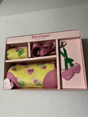 Juicy Couture heritage cherry mini barrel bag yellow iris multi Bag Set BNWT